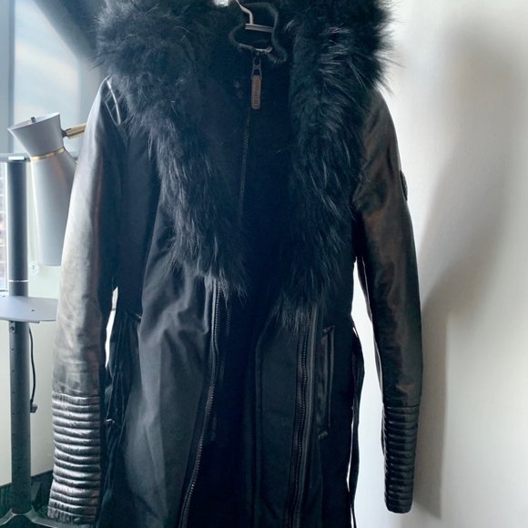 RUDSAK BLACK FAUX FUR WINTER JACKET - Picture 1 of 5